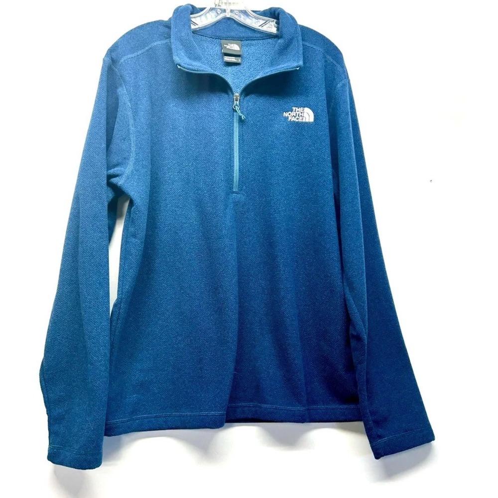 The North Face Men's Large Blue 1/2 Zip Polyester Fleece Pullover (H8)